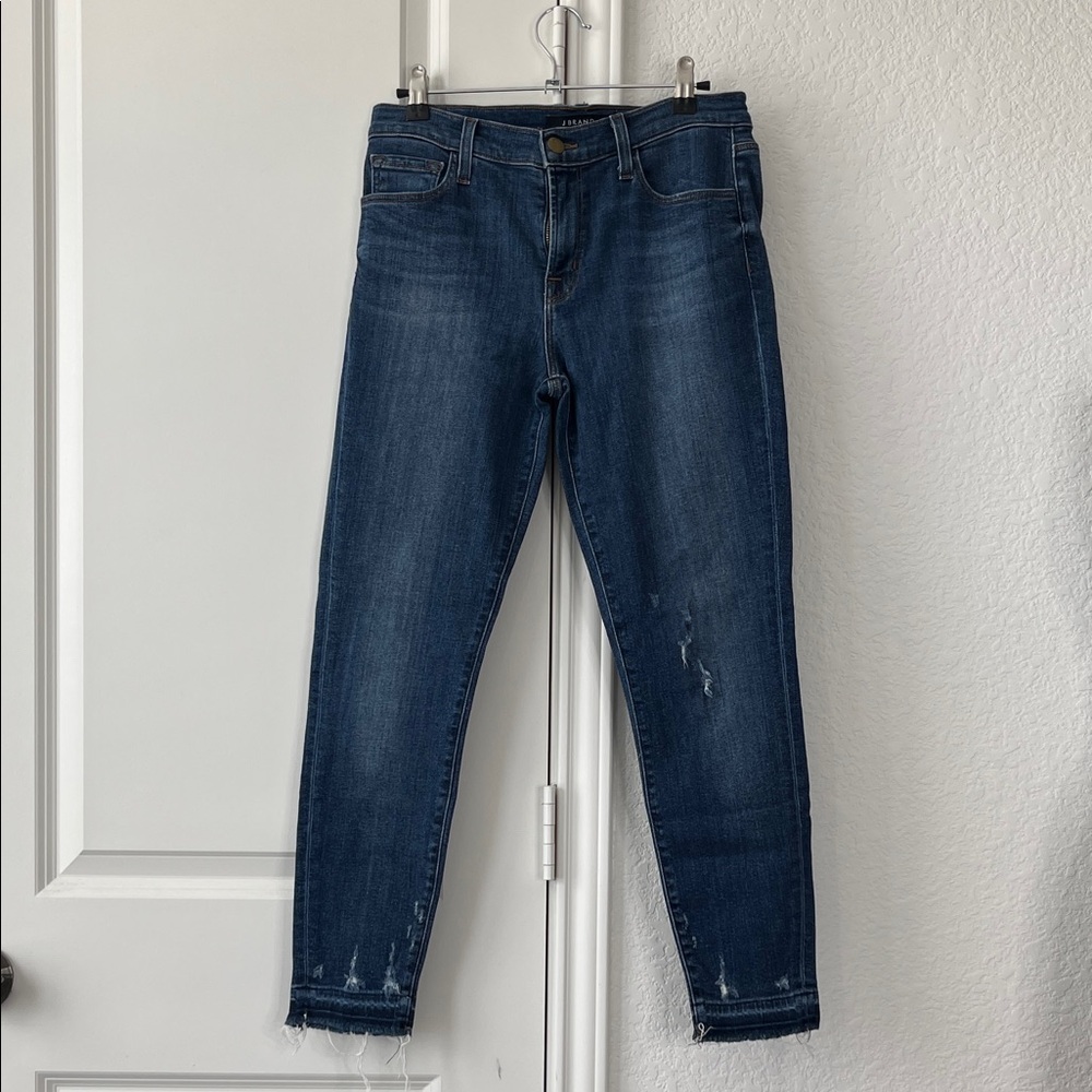 J Brand Capri Mid Rise Tonic Jeans Frayed Undone Hem Distressed